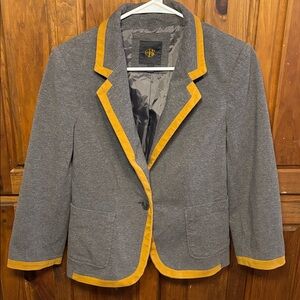 OBR Women’s Gray and Yellow Lined Collared Blazer Jacket Size Small